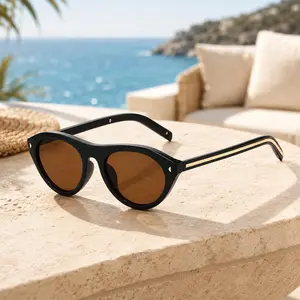 Sunglasses for Women, Trendy Y2K Retro Oval Shades, Vintage Cat Eye Narrow Sunglasses, UV400 Fashion Eyewear for Summer Beach Vacation
