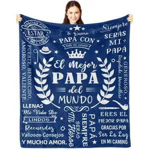 【Father's Gift】Spanish Father Blanket, El Mejor Papá Del Mundo Spanish Father's Day Flannel Blanket, "Te Quiero Papá" Quote Throw, Best Dad in Spanish, Soft Cozy Fleece Blanket, Birthday/Christmas Gift for Dad