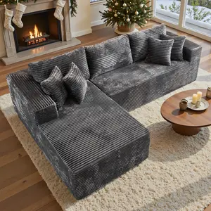 CAODOC Boneless Cloud Sectional Couch Sofa with Comfy Chaise - Modern L Shape Sofa for Living Room Bedroom Apartment Lounge,No Assembly Required