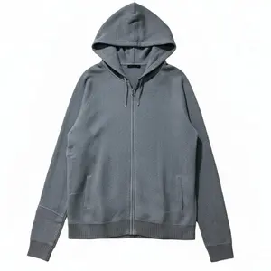 Unisex Gray Zip Hoodie | Long Sleeve Knit Zip-Up Sweatshirt with Hood and Pockets | Comfortable Casual Layering Hoodie for Daily Wear | Valentine’s Day Gift