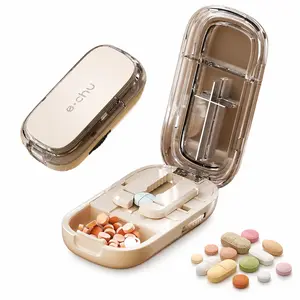 Upgrade Compact 3-in-1 Pill Splitter Organizer, Adjustable Pill Cutter and Splitter for Multiple Pills, Portable Cutting Tool for Pills with Precise Alignment, Multifunctional Tablet Organizer Box for Travel, Pet Medication and Daily Use