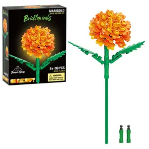 Brickcraft Bricktanicals Marigold Flower Building Set, 99-Piece Collectible Model Kit for Adults & Teens 8+