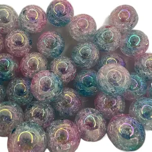 40pcs Unicorn Crackle bead blue and pink/purple 16mm for diy pens Crafts Handmade Crafts Beading Making Beads Charms Beaded Mesh
