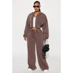On The Go Fleece Pant Set - Chocolate