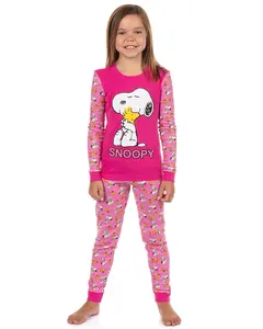 Peanuts Snoopy and Woodstock Pajamas Girls' Friend Hug Tight Fit Sleep Set