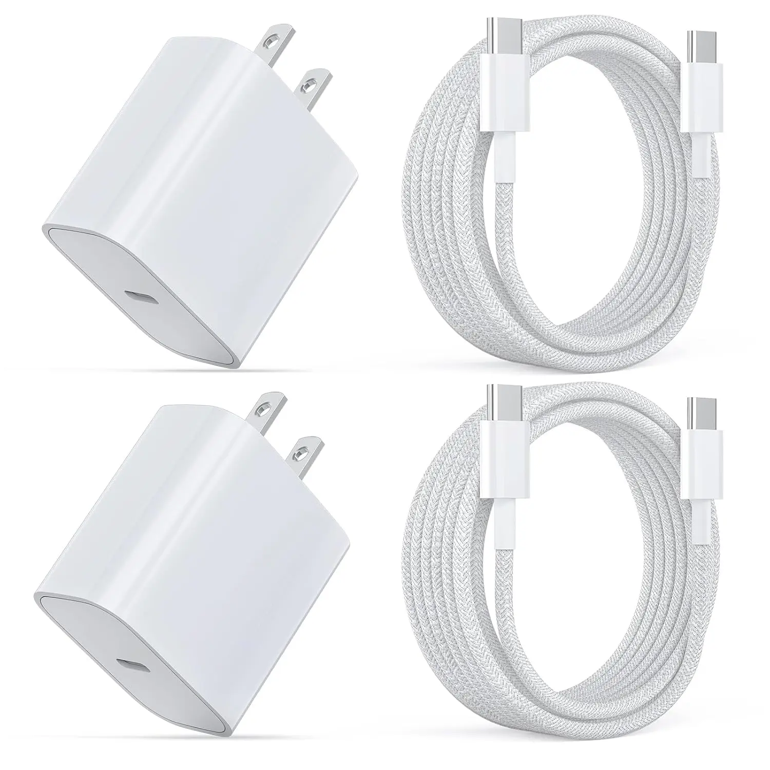 for iPhone 16 15 Charger Fast Charging,2 Pack 20W Wall Charger Block with USB Type c Braided Cable 6ft Charging Cord for iPhone 16 15 Series,for i.Pad Pro 12.9/11 in/Pad air 5/4