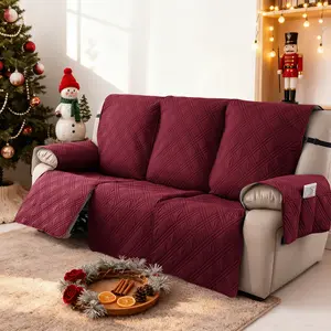 Waterproof 3-Seater Recliner Cover, Non-Slip Pet-Proof Soft Fabric Elastic Sofa Protector with Side Pockets for Living Room