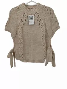 Beige Lace Accent Side-Tie Sweater