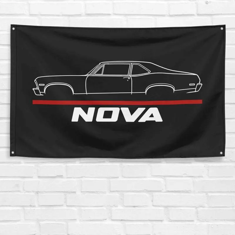 1970 Chevrolet Nova Polyester Fabric Flag (3x5 ft) - Car Enthusiast Wall Decor, Garage Banner, Festive Backdrops & Banners, Guy Gift for Home, Fabric Festive Backdrops & Banners