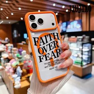 PSALMS 118:6 FAITH OVER FEAR Pattern Magnetic Phone Case Supports Wireless Charging for iPhone 17 Pro Max Air 15 16 14  13 12 11 Plus Shockproof Non Slip Protection Silicone Transparent Acrylic Cover Cellphone Protective
