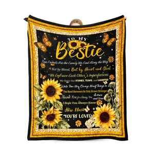 Best Friend Soft Plush Blanket Gift for Women Teen Girls Bestie Birthday Christmas Anniversary Present Sister Daughter ( Sunflower) Flannel Blanket Cozy Throw Blanket Heartfelt Gift Blanket Cozy Chic Blanket
