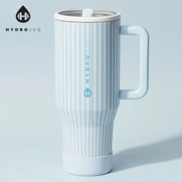 HydroJug Traveler 40 oz Leakproof Insulated Stainless Steel Tumbler - Reusable Water Bottle with Handle, Flip Straw Lid, Rubber Base - Ideal Gift for Men & Women (Cape Cod)