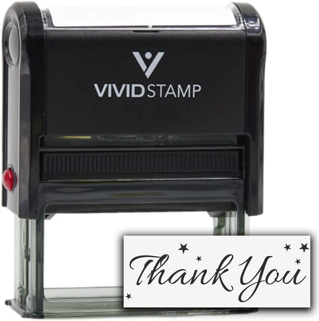 Thank You w/Stars Self Inking Rubber Stamp (Black Ink) - Large