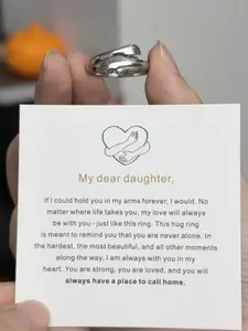 Embrace Hug Ring for Daughter, Symbolic Love & Protection Ring, Meaningful Jewelry Gift with Message Card, Perfect for Daily Wear