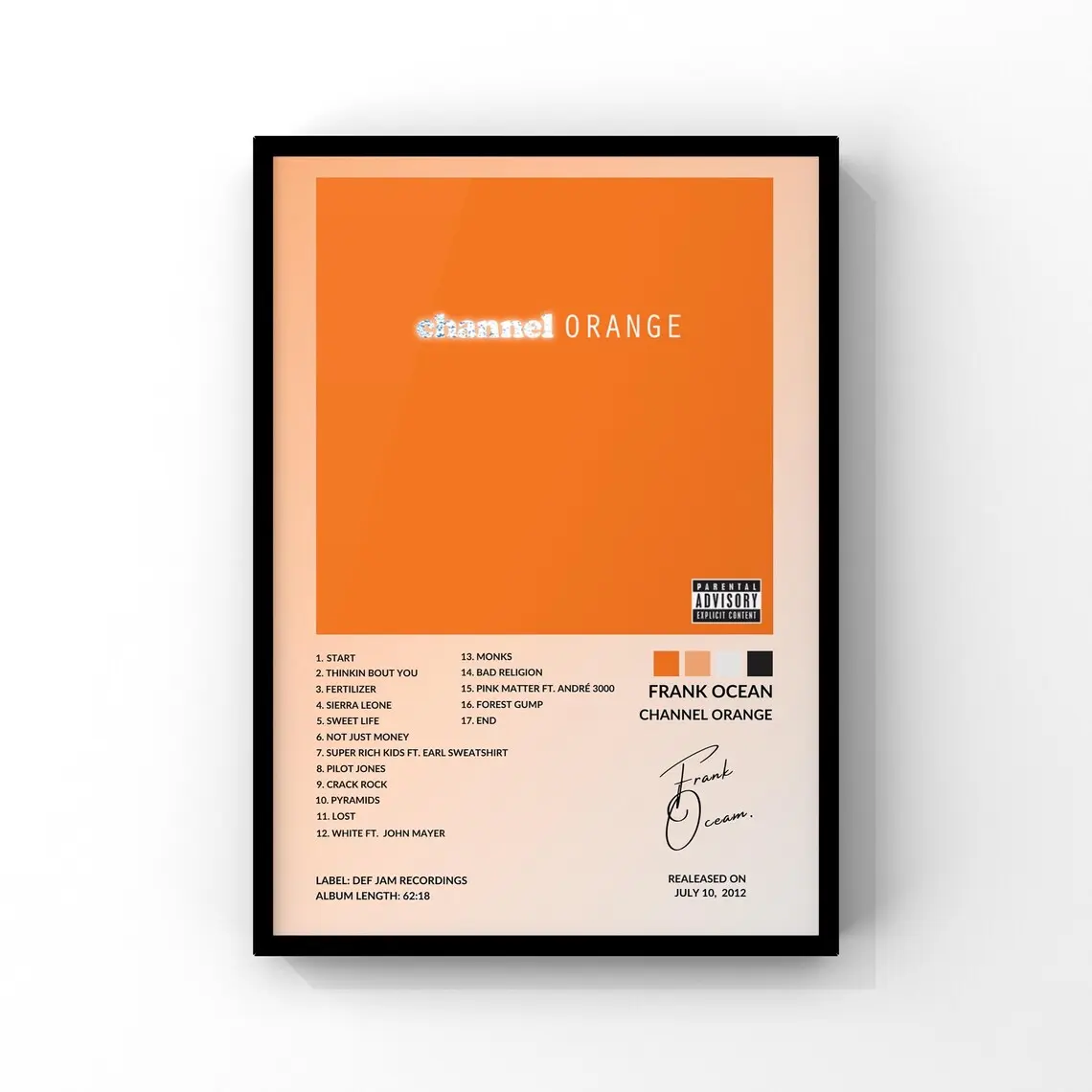 Channel Orange Album | Album Cover Poster | Music gift | Music Wall Decor | Digital