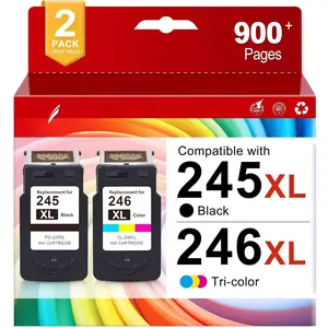 PG-245 XL/CL-246 XL Ink 245 246 Replacement for  245XL 246XL Combo Pack 245XL Ink Cartridges Compatible with Pixma MX490 MX492 MG2522 TR4520 MG3022 MG2520 TS3100 TS3122 TS3300 Printer 245 Ink