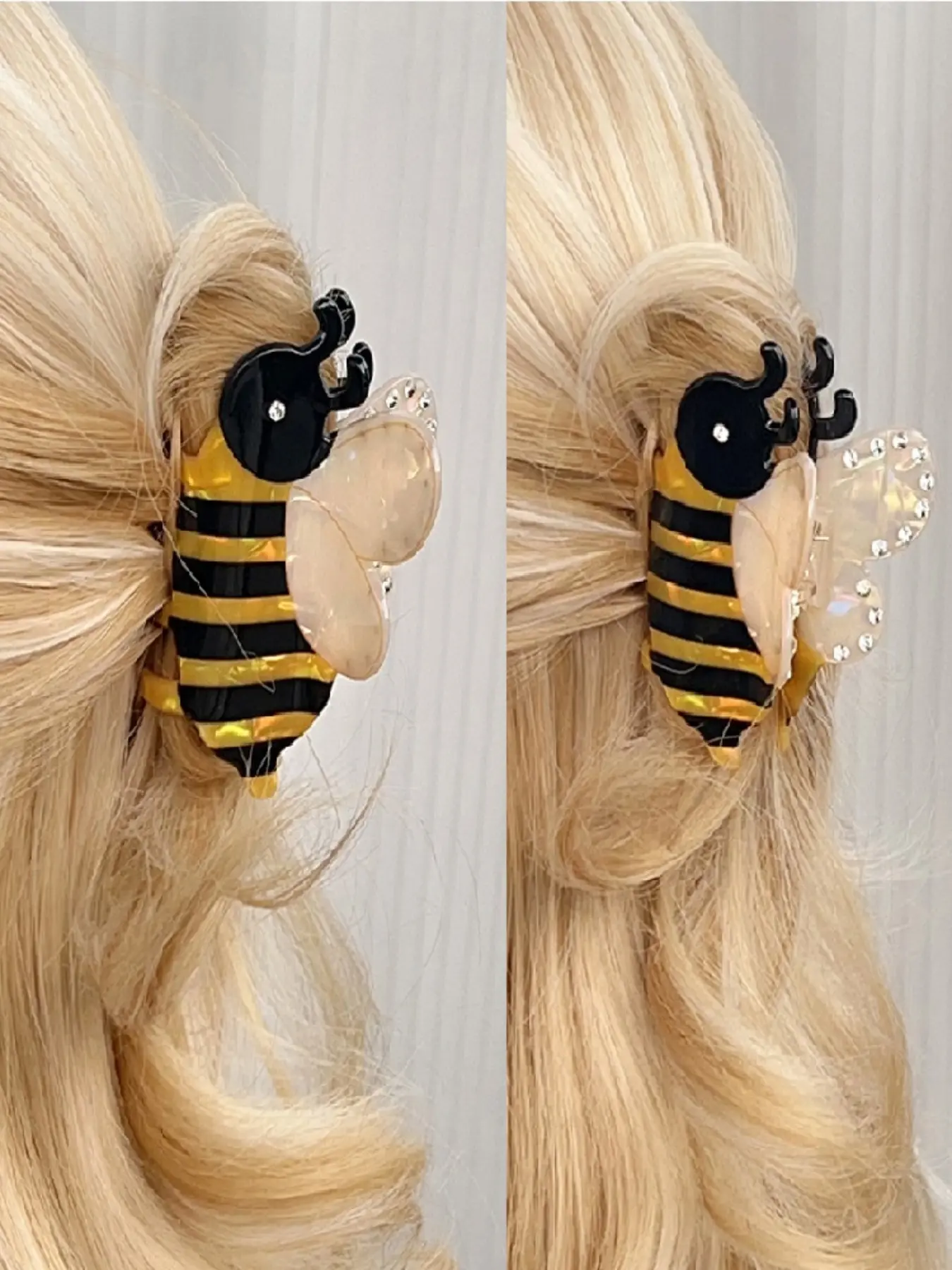 Adorable Bee Hair Claw Clip, Cute Animal Design, Large Size, Perfect Christmas Holiday Accessory, All Seasons Fashion, Flat Claw Clips, Fun Hair Clips, Fashion Hair Accessories