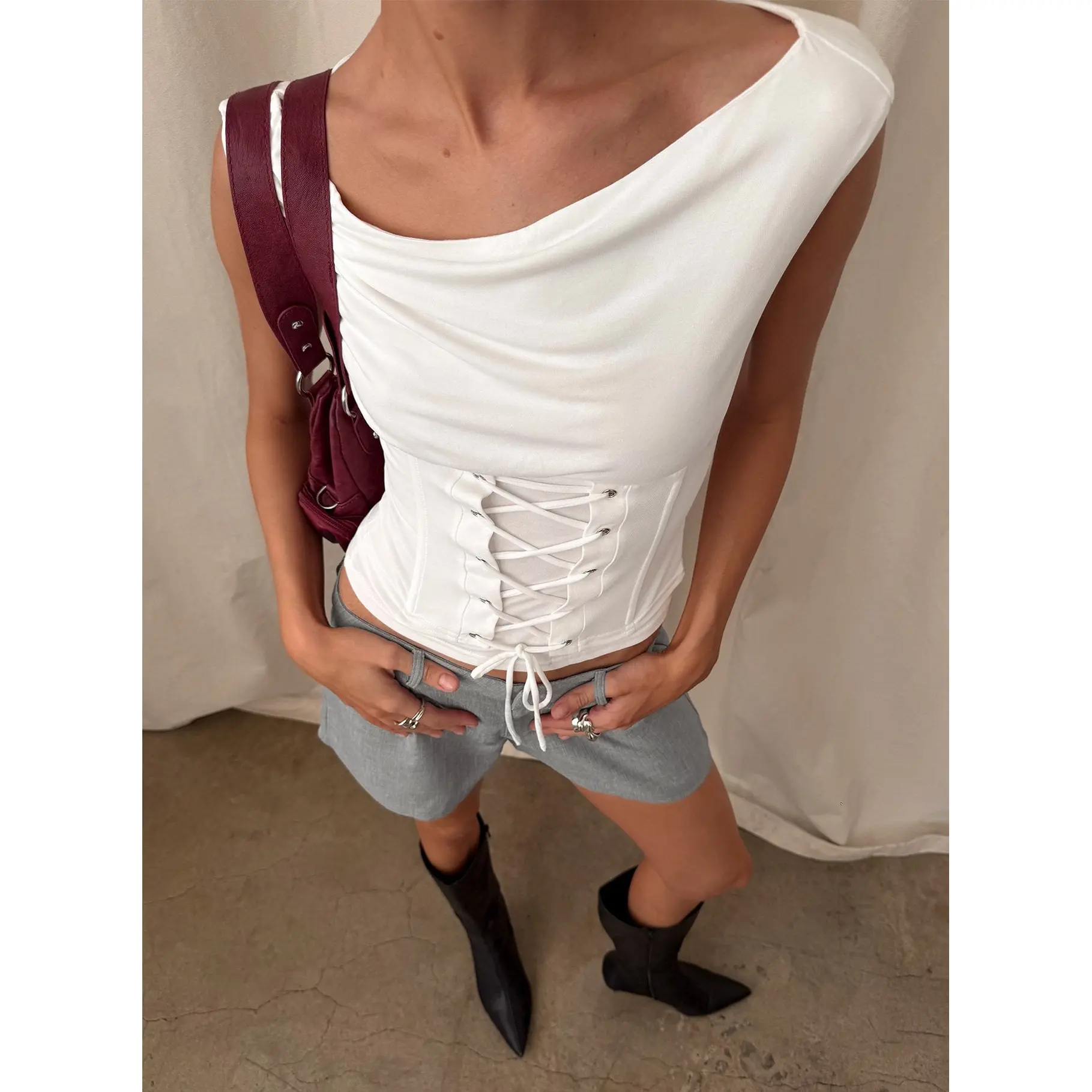 Unbothered Corset Top White