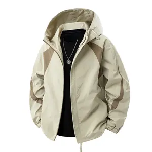 Men's Black Corduroy Zip-Up Jacket with Brand Patch & Stand Collar Vintage Style Casual Coat with Silver Necklace Men's Fashion Outerwear