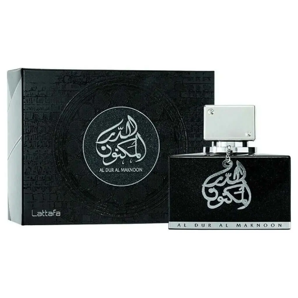 Lattafa Al Dur Al Maknoon Unisex Aromatic Fragrance EDP (3.3oz, 3.3-3.4oz Range) - Bergamot, Citrus Musk Amber, Earthy Woody Scent, Leather Base Notes, New in Box