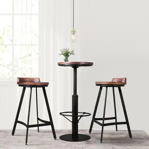 LOKKHAN 3-Piece Bar Table (42") & 2 Counter Stools (25.8") Set for Pub Kitchen Dining Living Party Bistro Breakfast, Swivel Desktop, Fixed Height, Most Weld, Space-Saving