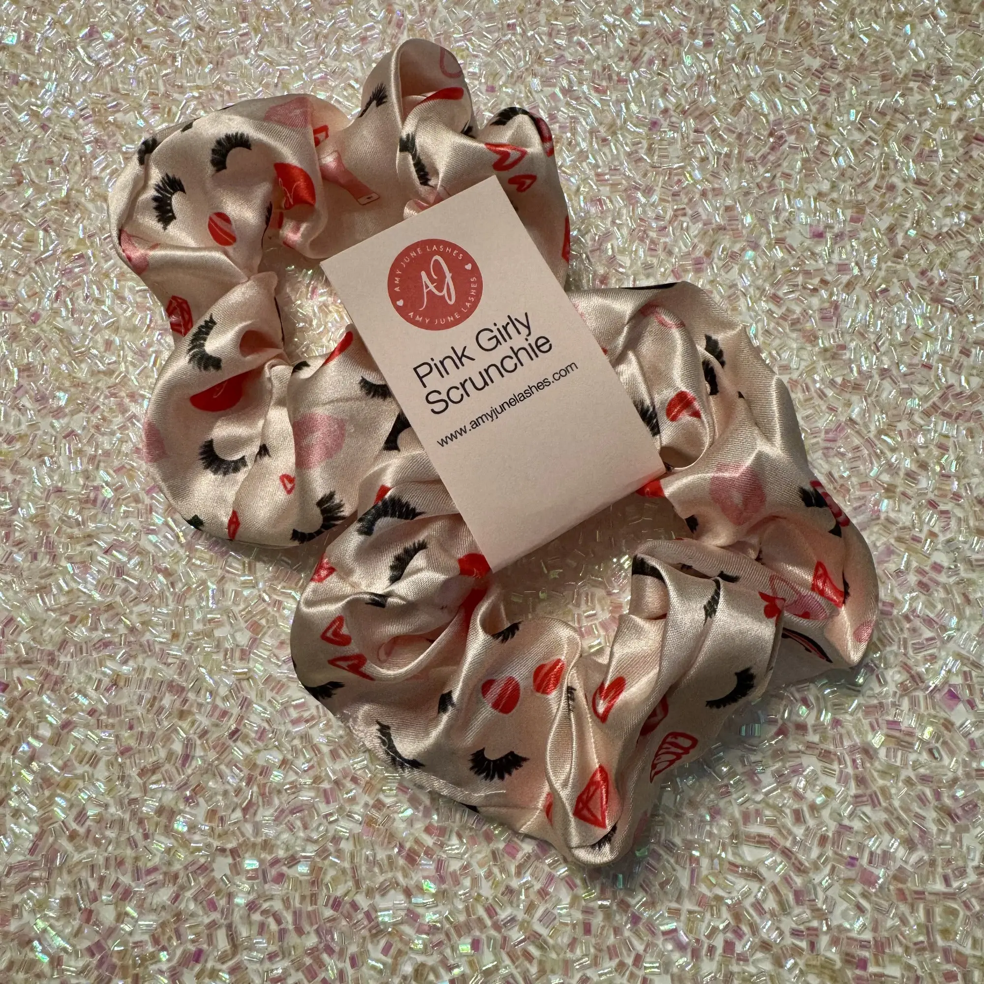 Custom AJL Lash and Emoji Pink Girly Scrunchie - Limited Edition