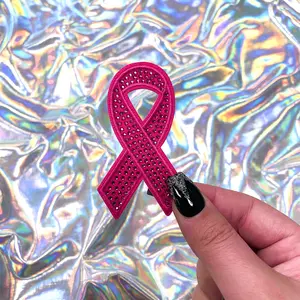 Breast Cancer Gemstone Ribbon Patch Iron-On for Hats