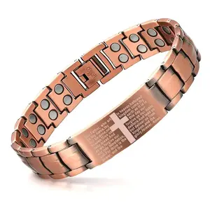 Copper Magnetic Therapy Bracelet for Men & Women, 3X Ultra Strength Magnetic Bracelets, Copper with 3500 Gauss Neodymium Magnets, Eliminate Static Electricity, Magnetic Field Therapy Jewelry