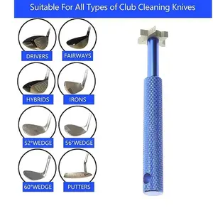1pc Premium 6 Interchangeable Heads Golf Club Groove Sharpener And Cleaner Set With Protective Pouch - Improve Your Game Golf Accessories Golf Equipment