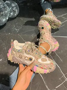 Women's Fashion Sports Shoes, Durian Sole Water Diamond Design, Comfortable Breathable Elegant Casual Shoes, Perfect for Daily Wear, Glitter Design Sneakers