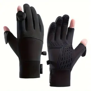 Men'S Winter Touchscreen Gloves - Black, Windproof, Outdoor Sports & Cycling Gloves with Fingerless Design, Running Gloves|Fingerless Gloves|Stretchable Gloves