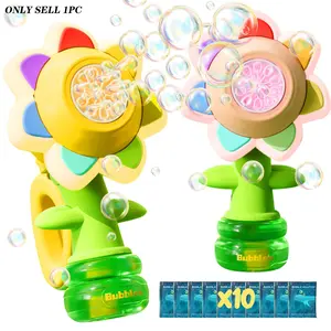Sunflower Design Bubble Machine, Automatic Flower Bubble Maker Toy with Colorful Lights, Fun Outdoor Bubble Toy for Kids, Bubble Solution