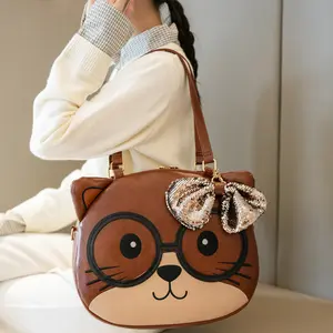 Cute Cartoon Bear Shoulder Bag for Women Large Capacity Fashionable and Versatile Commuter Backpack Handheld Crossbody Bag with Sequin Bow