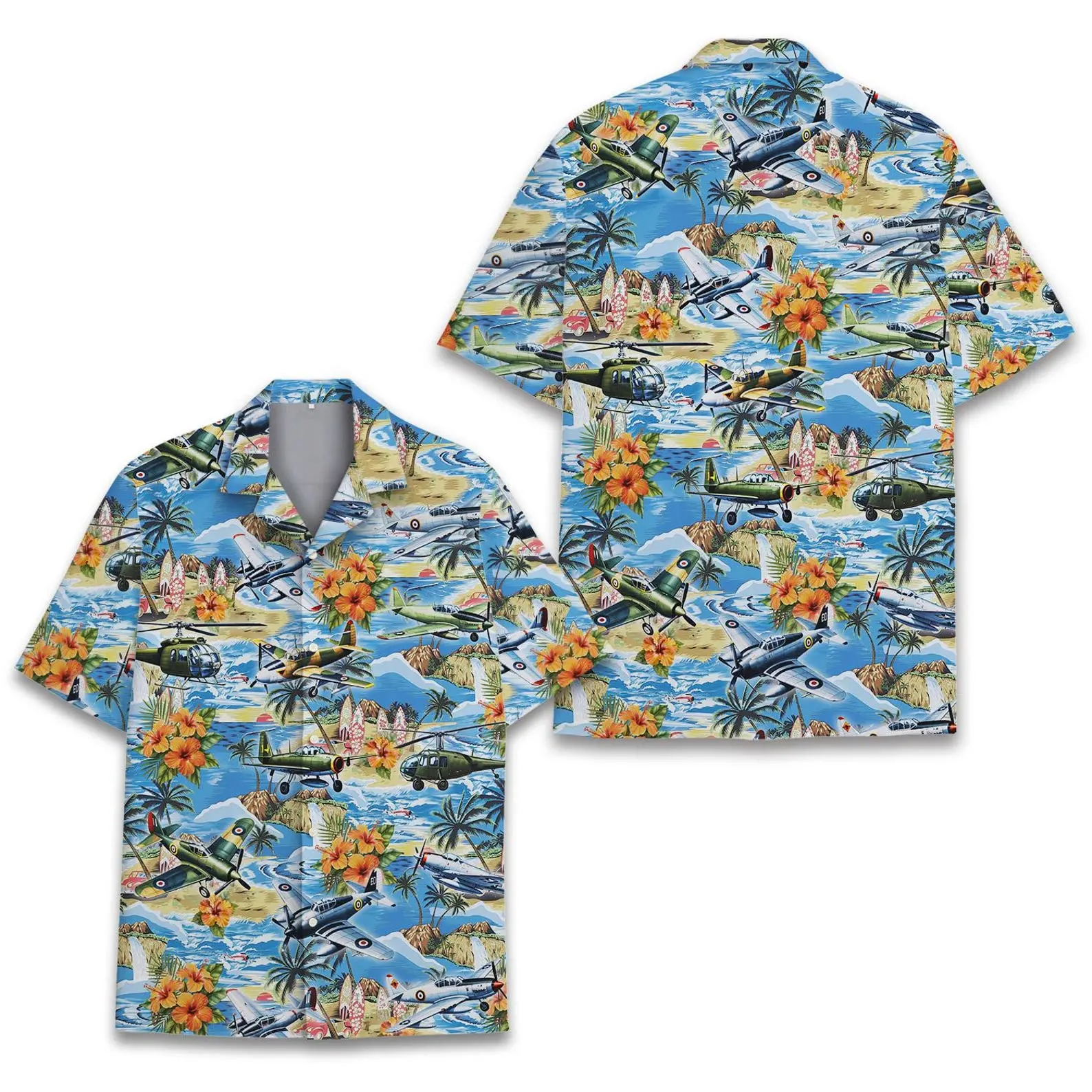 Aviation Hawaiian Shirt for Men Women, Vintage Airplane Tropical Aloha Shirt, Pilot Plane Graphic Shirt, Summer Island Vacation Outfit