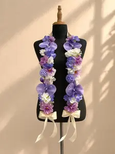 Custom Handmade Pastel Floral Mix Pearl Graduation Stole, Ribbon & Fabric Flower Lei, Custom Grad Sash, Unique Graduation Gift