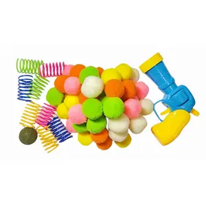 60pcs Cat Toys Set, Cat Springs, Pompom Balls and Gun Launcher Toys, Sport, Chase, Catch, Interactive and Indoor Toys