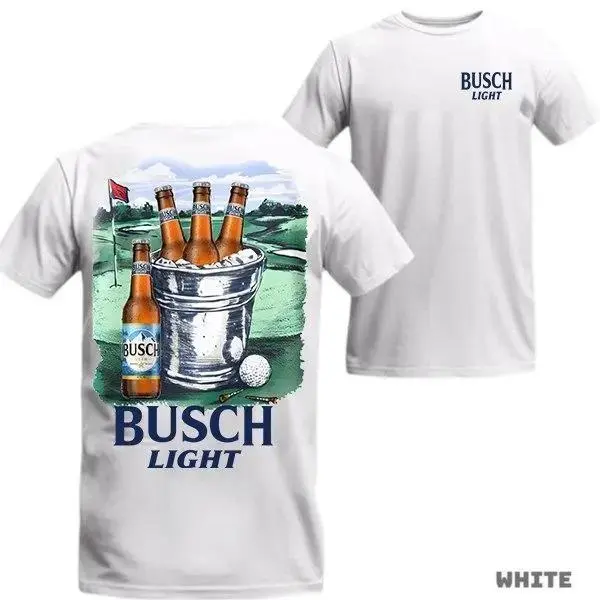Busch Light T-Shirt – Golf Course and Ice Bucket Graphic, Perfect Gift for Golfers and Sports Fans, Men's Cotton Tee