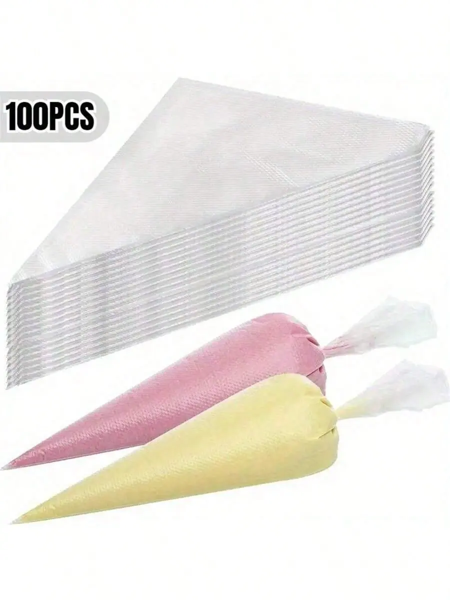 100pcs Disposable Piping Bags - Essential Cake Decorating, Icing, Frosting & Cookie Baking Tools, Kitchen Accessories for Back to School