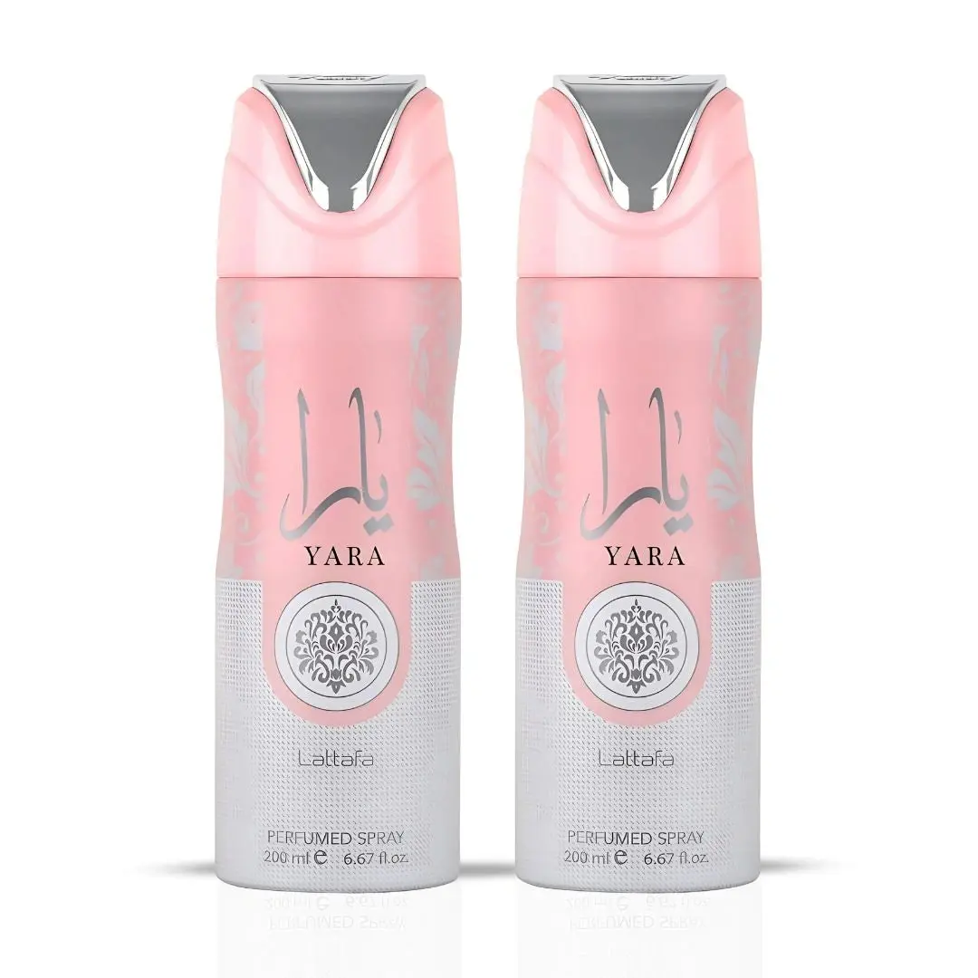 Yara Deodorant Spray 200ml (6.7 oz) for Women by Lattafa | Stay Fresh With a Soft Blend of Orchid, Tropical Fruits & Creamy Vanilla. (Pack of 2)