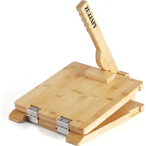 Tortilla Press 10 Inch Bamboo Tortilla Maker with 50pcs Paper, Mexican Tortillera Presser Homemade Tortillas Pataconera Dough Press, Square