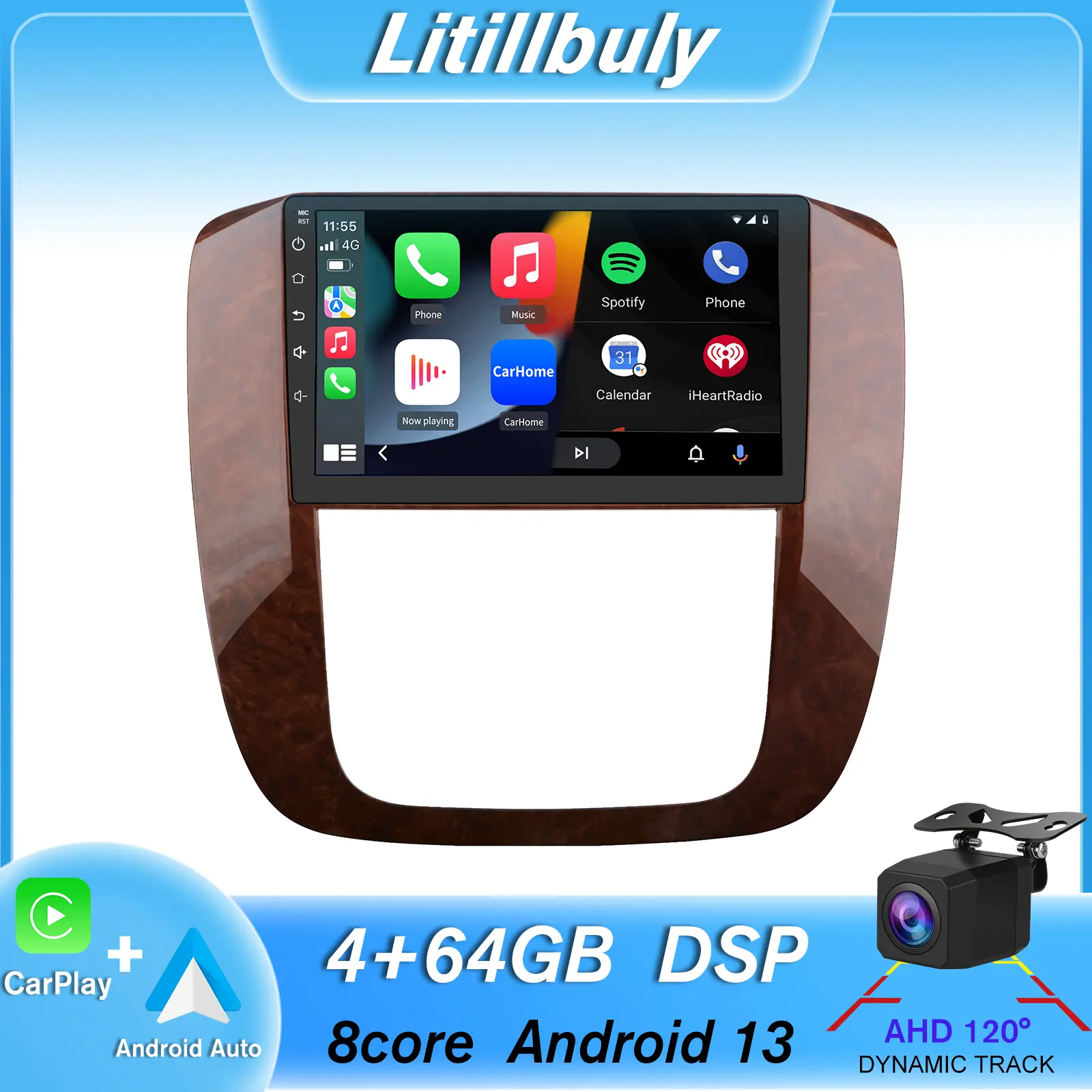 Car Stereo for GMC Yukon 2007-2013 & Chevrolet Tahoe / Suburban 2007-2013 touch screen has Android Auto Wireless Carplay, Bluetooth WIFI supports GPS Navigation