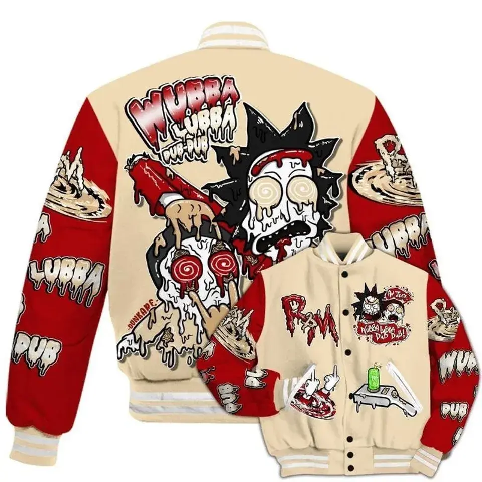 Rick and Rickandmorty Varsity Baseball jacket, Baseball Varsity Jacket, Sporty Streetwear Look, Everyday Casual Jacket