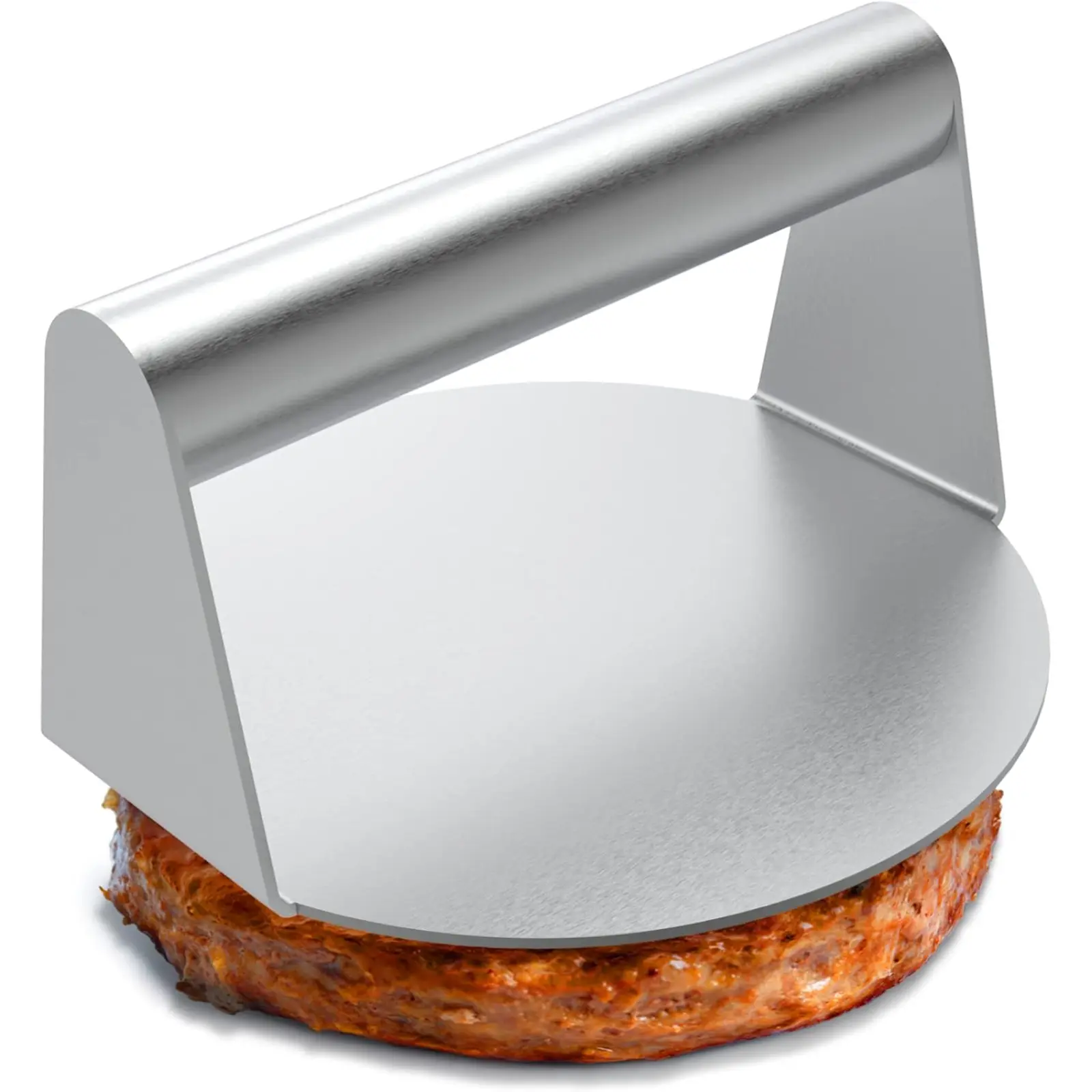 Stainless Steel Round Hamburger Maker Press - 5.5 in Durable Heat-Resistant Meat Smasher with Handle, Non-Stick Surface, Even Pressure Distribution, Ideal for Griddle Cooking & Bacon Grill, Kitchen Utensil