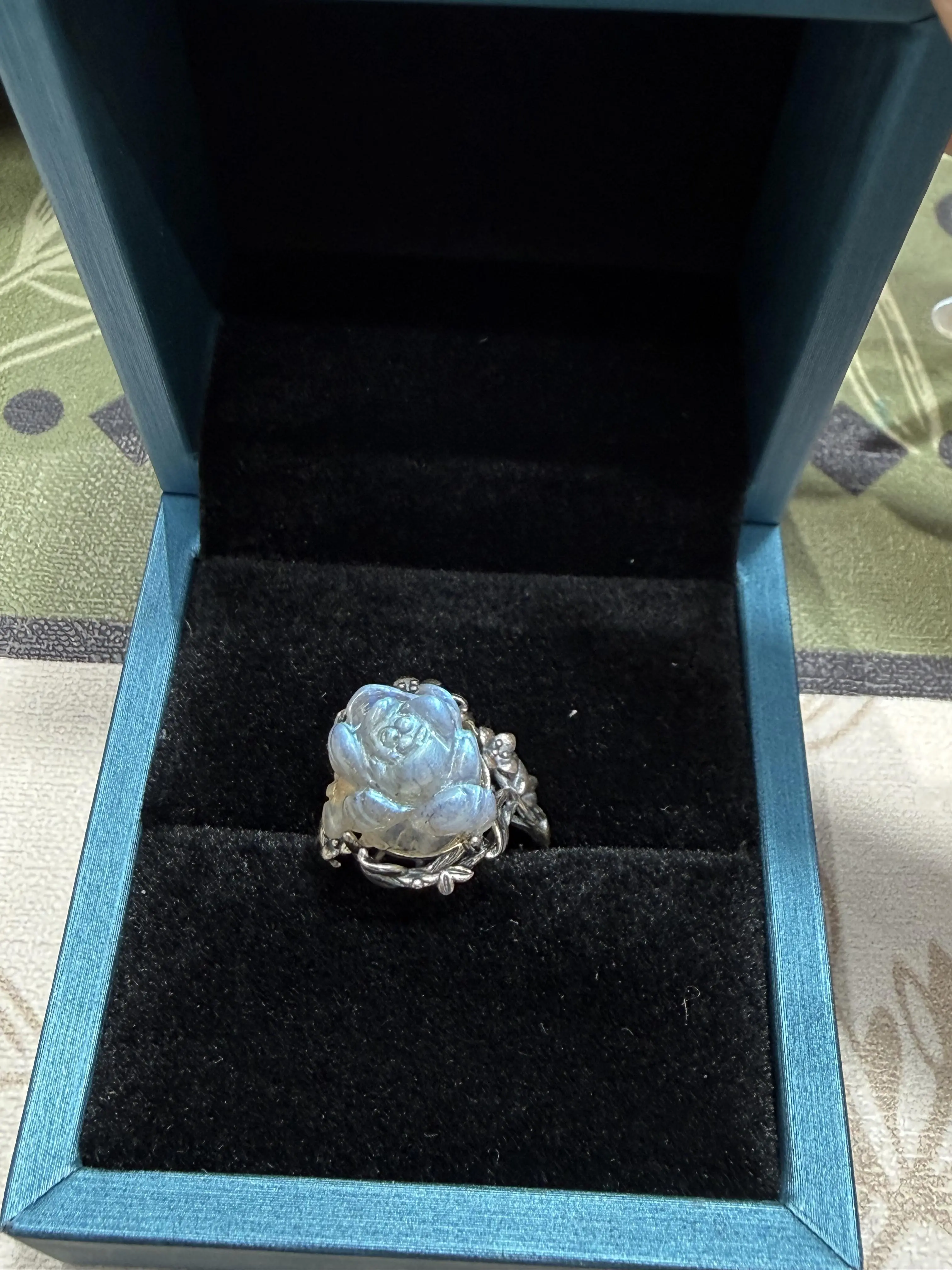Selina(15835)gc.Labradorite Lotus Ring S925 （Only one in stock）