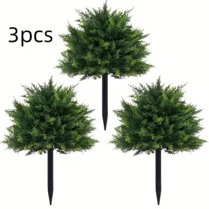 Large Artificial Snowy Pine Bushes with Ground Spikes, UV Resistant Fake Evergreen Trees, Outdoor & Indoor Porch Garden Decor