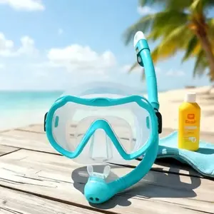 Adult Scuba Diving Equipment Set, Diving Gear with Anti-Fog Full Face Goggles Mask, Dry Top Snorkel, and Portable Bag, Suitable for Snorkeling, Freediving, Swimming, and Travel