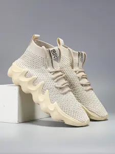 Men's High-Top Sneakers - Breathable Knit Fabric & EVA Cushioning Sole, All-Season Gym Running Casual Shoes, Workout Footwear, Sporty Style, Durable Construction, Athletic Footwear, Cushioned Running Shoes, Casual Attire, Sports Shoe