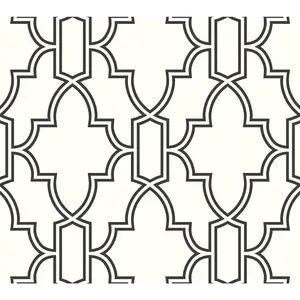 NextWall Black Tile Trellis Peel and Stick Wallpaper Roll