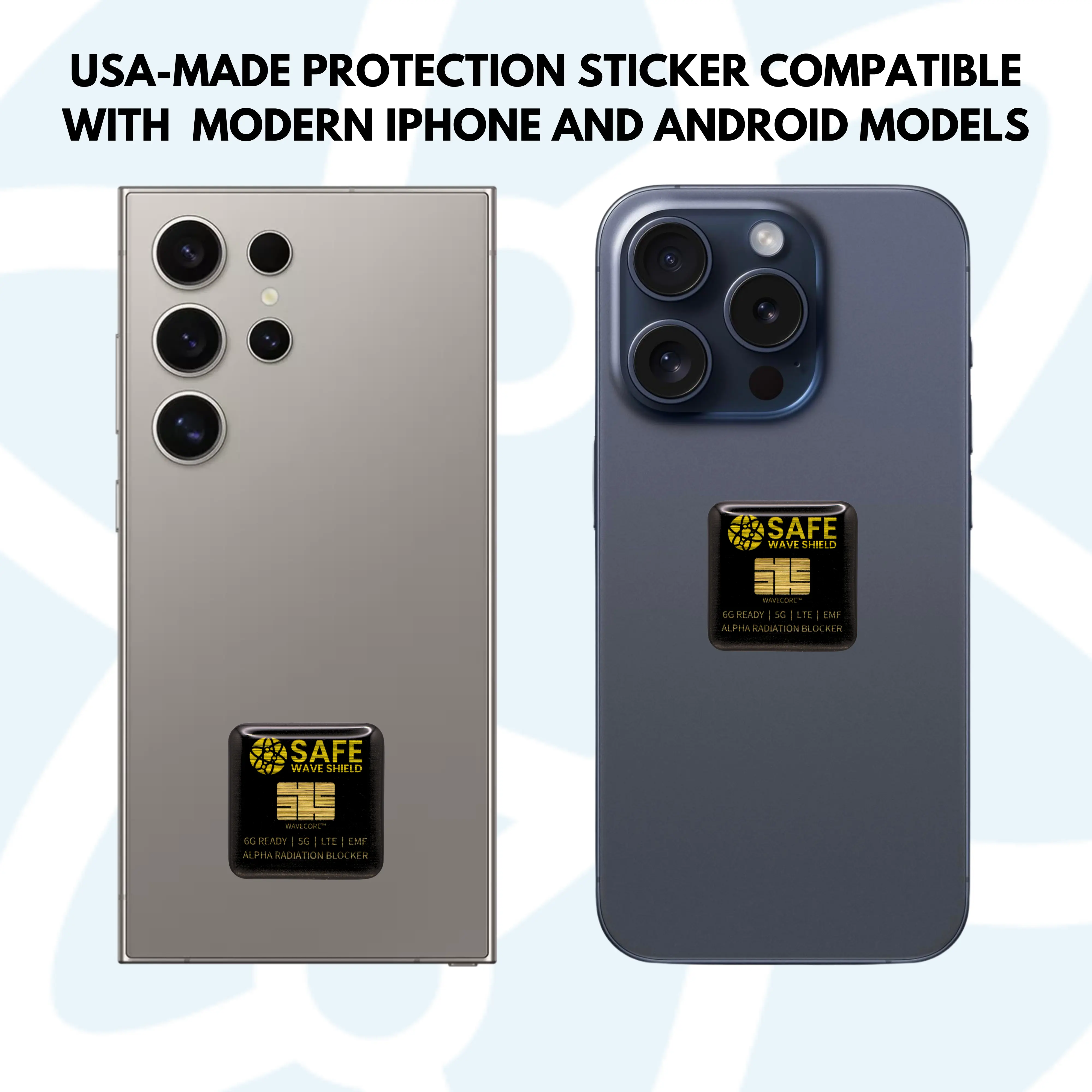 Safe Wave Shield 5G Pro: Advanced EMF and Alpha Radiation Protection Neutralizer for 5G & Future 6G smartphones - Made in the USA - Produced Using FCC-Certified Equipment - Verified and Tested to Provide Peace of Mind for your Family - doctor designed