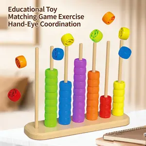 Children Rainbow Stack-Up Toy Advanced Bead Matching Game Horizontal Vertical Movement Logic Development Toy for Kids